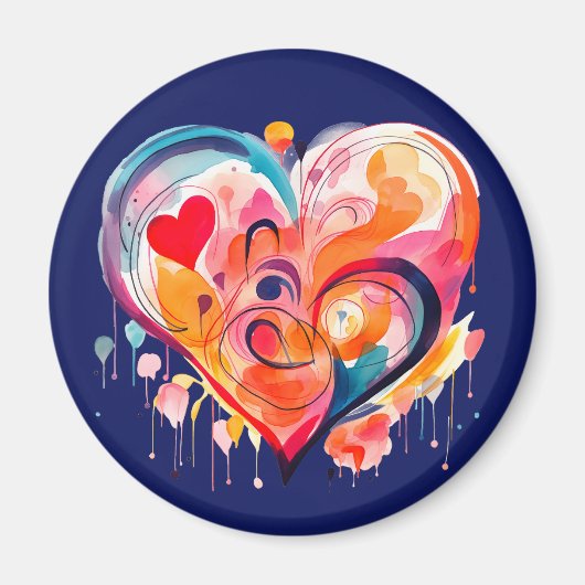 Wasserfarbenherz Magnet (Vorne)