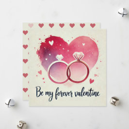 Wasserfarbenherz mit Ringen - Sei mein ewig Feiertagskarte