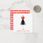 Wasserfarbenherz-Mode Girl Geschenkverpackung Mitteilungskarte (Vorderseite/Rückseite Beispiel)