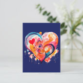 Wasserfarbenherz Postkarte (Stehend Vorderseite)