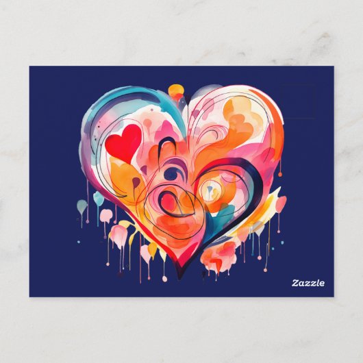 Wasserfarbenherz Postkarte (Rückseite)