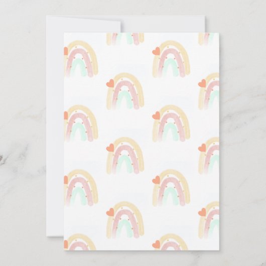 Wasserfarbenherz Rainbow Stroke Baby Dusche Einladung (Rückseite)