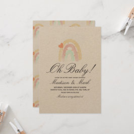 Wasserfarbenherz Rainbow Stroke Baby Dusche Rustik Einladung