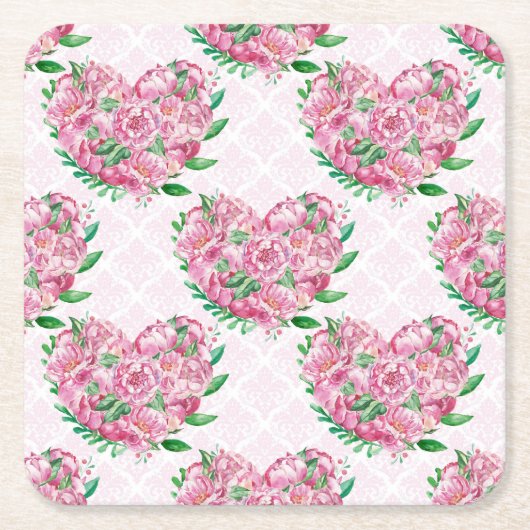 Wasserfarbenherz Rechteckiger Pappuntersetzer (Vorderseite)