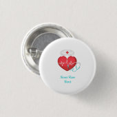 Wasserfarbenherz Stethoscope Nurse Hat Button (Vorne & Hinten)