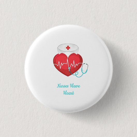 Wasserfarbenherz Stethoscope Nurse Hat Button (Vorderseite)