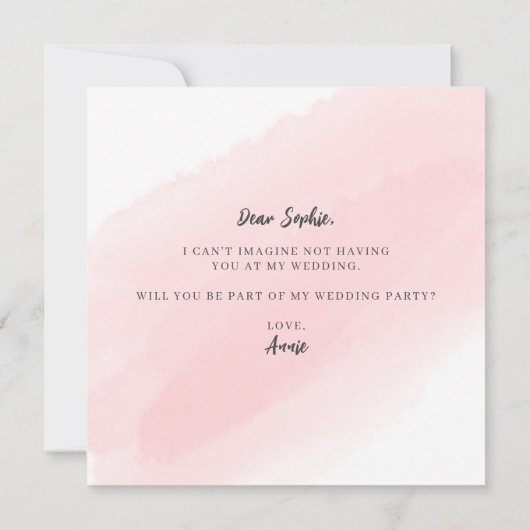 Wasserfarbenherz wird meine Bridesmaid-Karte sein Save The Date (Rückseite)