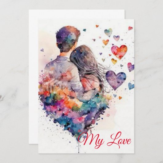 Wasserfarbenherzen: Ankündigung Ihrer großen Neuig (Vorne/Hinten)