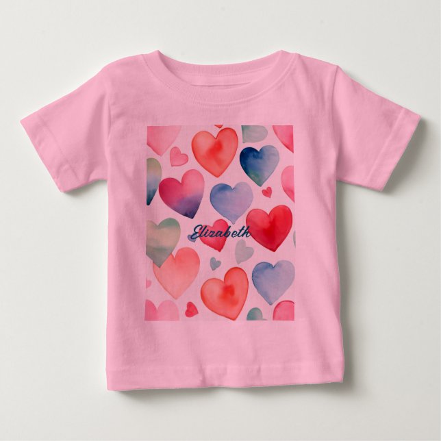 Wasserfarbenherzen Baby T-shirt (Vorderseite)