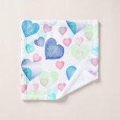 Wasserfarbenherzen Badhandtuch Set (Waschlappen)