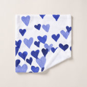 Wasserfarbenherzen brachen in blau aus badhandtuch set (Waschlappen)