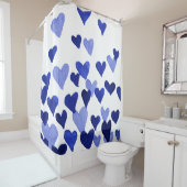 Wasserfarbenherzen brachen in blau aus duschvorhang (Beispiel)