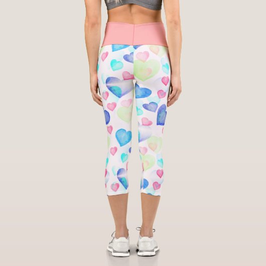 Wasserfarbenherzen Capri Leggings (Rückseite)