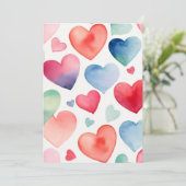 Wasserfarbenherzen Einladung (Stehend Vorderseite)