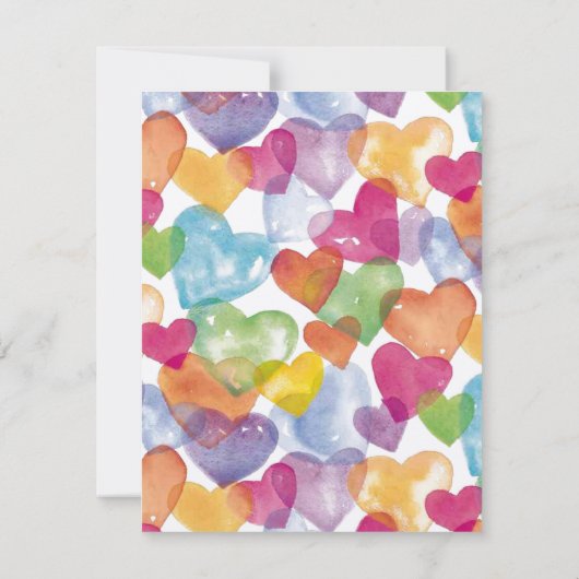Wasserfarbenherzen Einladung (Rückseite)