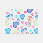 Wasserfarbenherzen Fleecedecke (Vorderseite (Horizontal))