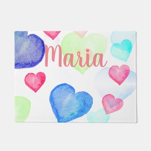 Wasserfarbenherzen Fußmatte (Vorderseite)