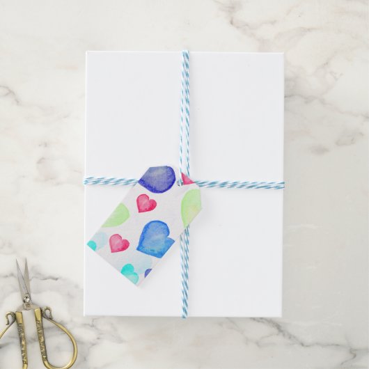 Wasserfarbenherzen Geschenkanhänger (Mit Garn)