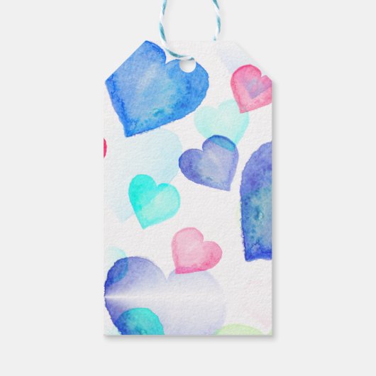 Wasserfarbenherzen Geschenkanhänger (Rückseite)
