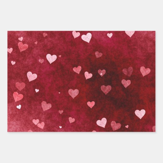 Wasserfarbenherzen Geschenkpapier Set (Vorderseite 2)