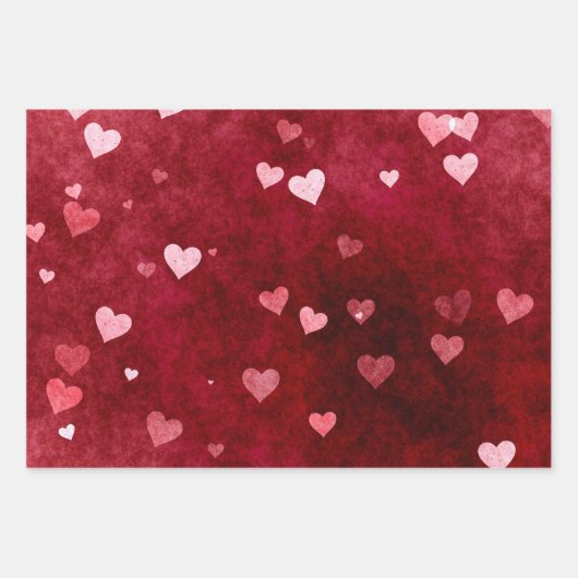 Wasserfarbenherzen Geschenkpapier Set (Vorderseite)