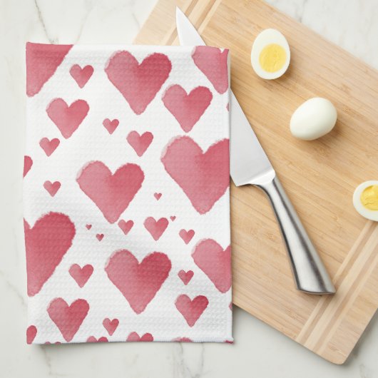 Wasserfarbenherzen Geschirrtuch (Viertel Falte)