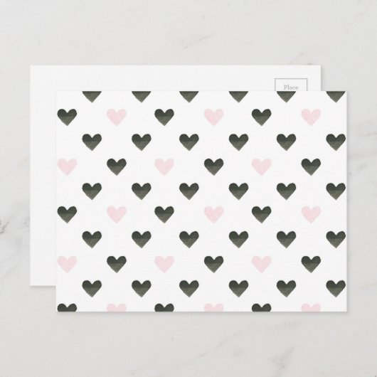 Wasserfarbenherzen | Girl-Power-Muster I Postkarte (Vorne/Hinten)