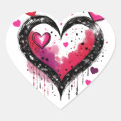 Wasserfarbenherzen Herz-Aufkleber (Vorderseite)