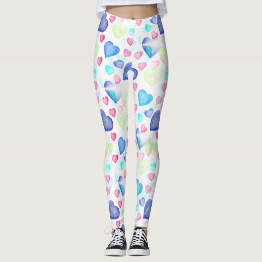 Wasserfarbenherzen Leggings (Vorderseite)