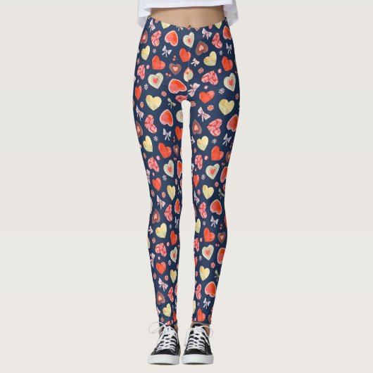 Wasserfarbenherzen Leggings (Vorderseite)