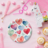 Wasserfarbenherzen-Muster Pappteller (Party)