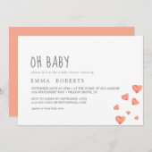 Wasserfarbenherzen | Oh Baby Girl Duwer Einladung (Vorne/Hinten)