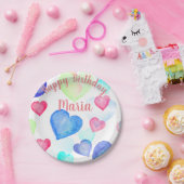 Wasserfarbenherzen Pappteller (Party)