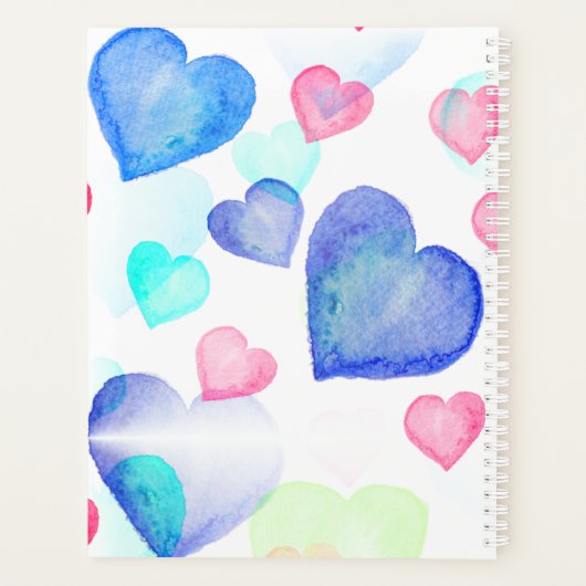 Wasserfarbenherzen Planer (Rückseite)