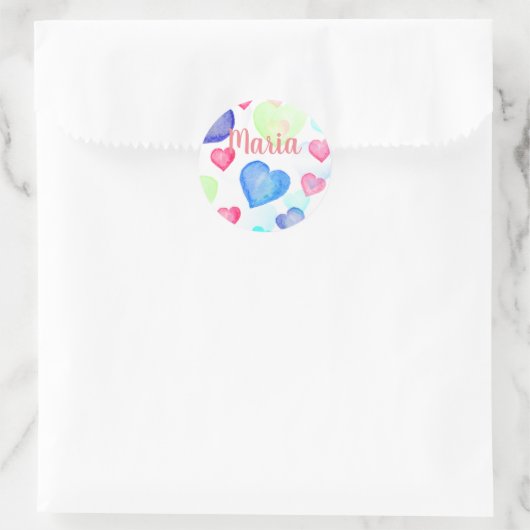 Wasserfarbenherzen Runder Aufkleber (Tasche)