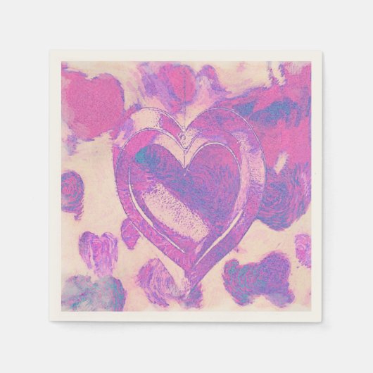 Wasserfarbenherzen Serviette (Vorderseite)