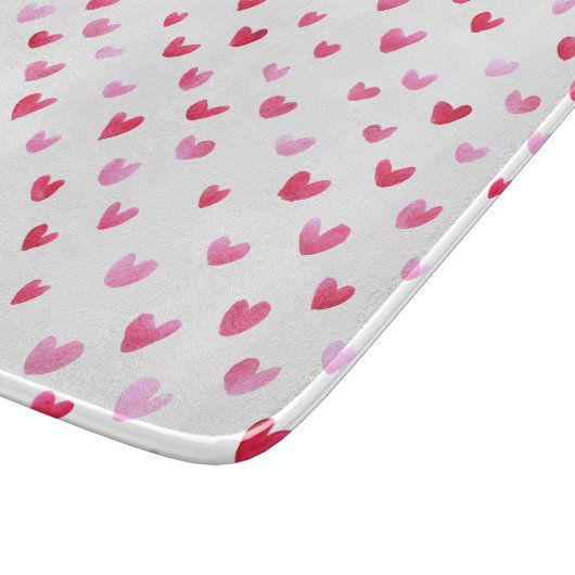 Wasserfarbenherzen - Transparent Schneidebrett (Ecke)