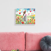Wasserfarbenherzen und ein kleines Mädchen Leinwanddruck (Insitu (Wohnzimmer))
