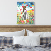 Wasserfarbenherzen und ein kleines Mädchen Leinwanddruck (Insitu (Schlafzimmer))