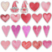 Wasserfarbenherzen und zwei Gnomen Aufkleber (Vorderseite)