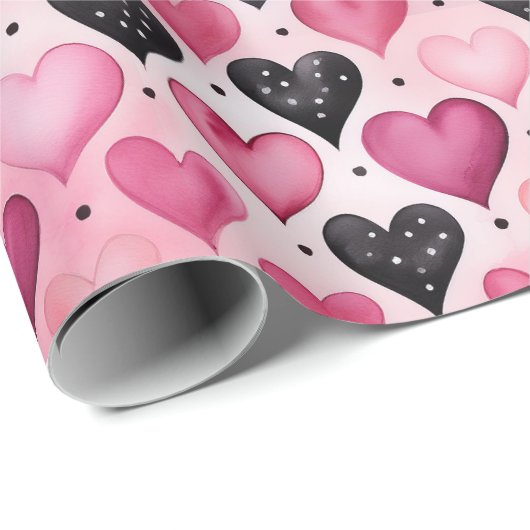 Wasserfarbenherzen verzaubern | Polka Dots Muster Geschenkpapier (Rolleneckpunkt)