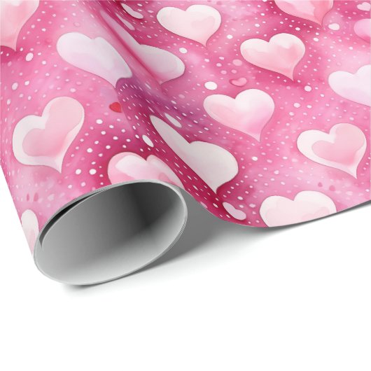 Wasserfarbenherzen verzaubern | Polka Dots Muster Geschenkpapier (Rolleneckpunkt)