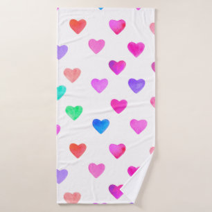 Wasserfarbenherzen von Hand, Muster Valentins Badehandtuch