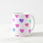 Wasserfarbenherzen von Hand, Muster Valentins Kaffeetasse (VorderseiteRechts)