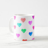 Wasserfarbenherzen von Hand, Muster Valentins Kaffeetasse (Vorderseite Links)