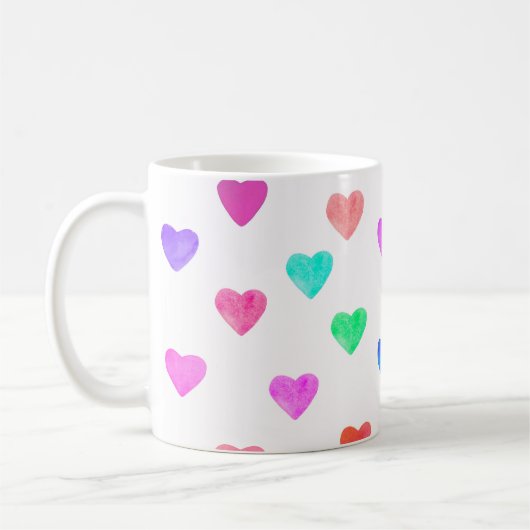 Wasserfarbenherzen von Hand, Muster Valentins Kaffeetasse (Links)