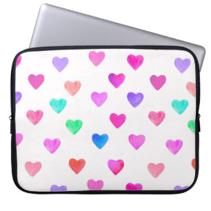 Wasserfarbenherzen von Hand, Muster Valentins Laptopschutzhülle