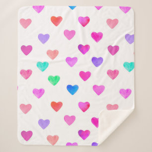 Wasserfarbenherzen von Hand, Muster Valentins Sherpadecke