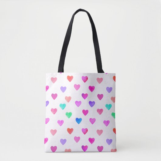 Wasserfarbenherzen von Hand, Muster Valentins Tasche (Vorderseite)
