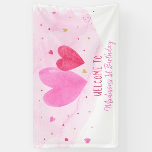 Wasserfarbenherzen zum Geburtstag Banner (Vertikal)